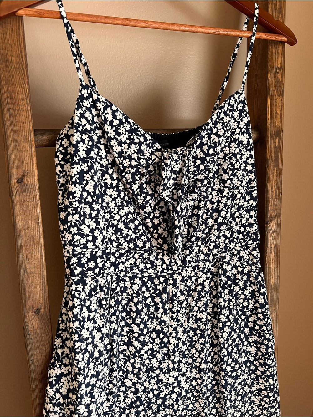 J. Crew Navy & White Floral Spaghetti-Strap Jumpsuit - Picture 3 of 7